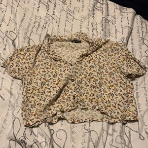 Floral yellow flower crop top